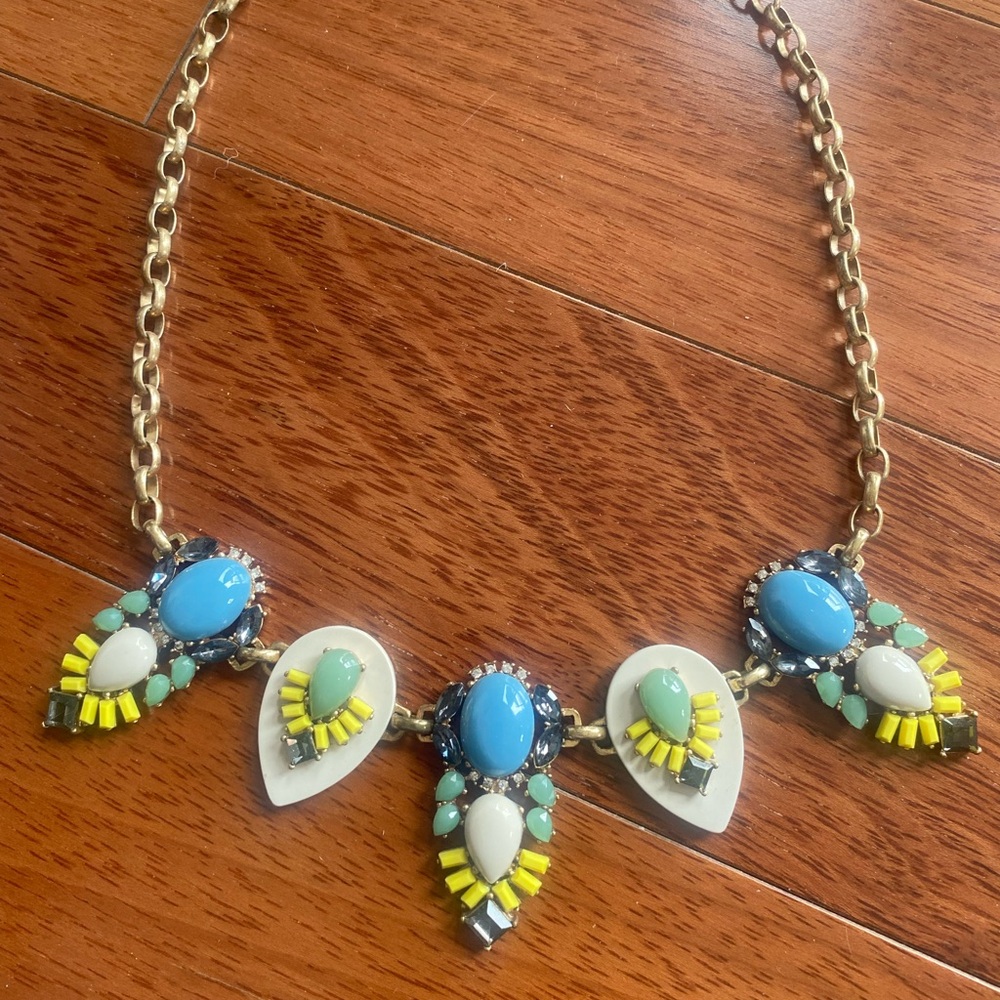 J. Crew Blue and Yellow Teardrop Necklace